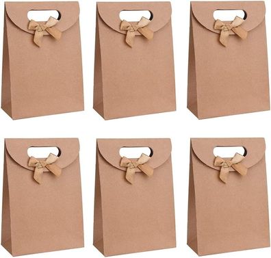 20 Kraftpapier Geschenktüten, braune Papiertüten mit Henkel für Geschenke