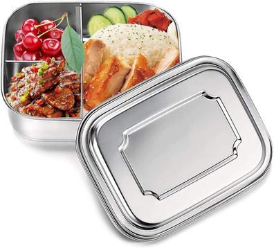 1000ml Edelstahl Bento Box, 3 Fächer Kinder Lunchbox für Mittagessen