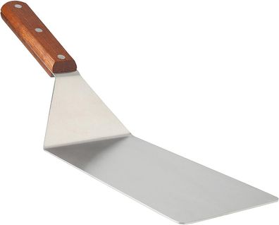 Extragroßer Edelstahl Spatel, 8", stabiler Holzgriff für Grillen und Kochen