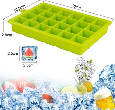 3er Set Silikon Eiswürfelformen mit Deckel - Eiswürfelschalen für Kühlschrank