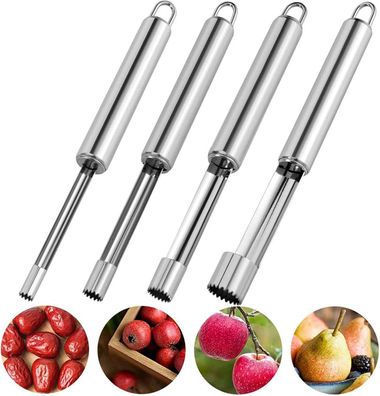 4 Stück Obst Corer, Multi-Funktion Apfelentkerner, Edelstahl