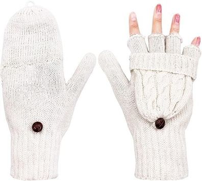 Damen Winterhandschuhe Warme Wollstrickhandschuhe Wandelbare Fingerlose Fäustlinge