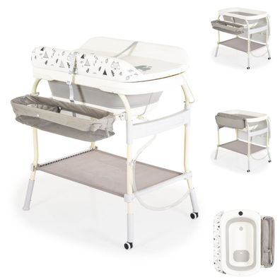 Babyshoppen Babywickeltisch mit Badewanne 2 in 1 Garda, klappbar, Rollen, Gurt