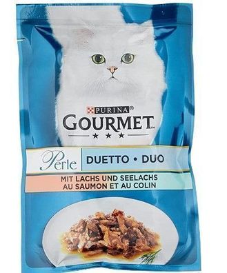 Purina Gourmet Perle Katzenfutter, Lachs & Seelachs 85g