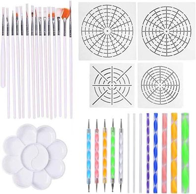 33-teiliges Mandala-Dotting-Tool, Schablonen & Malpalette für Steine