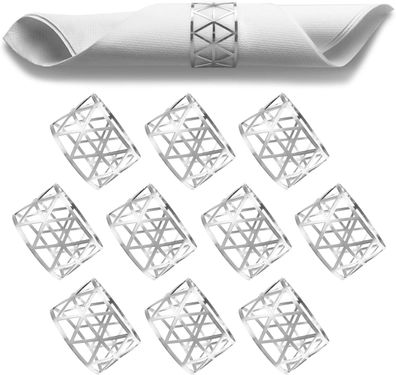 10 Serviettenringe aus Silber, Ausgehöhlt, Metall Universal Set