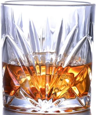 Whiskyglas-Set 2 Stück, 10oz Kristallglas, bleifreie Cocktailgläser mit Untersetzern