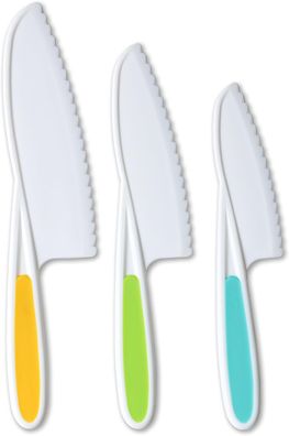 Messer für Kinder, 3-teiliges Küchen- und Backmesserset aus Nylon