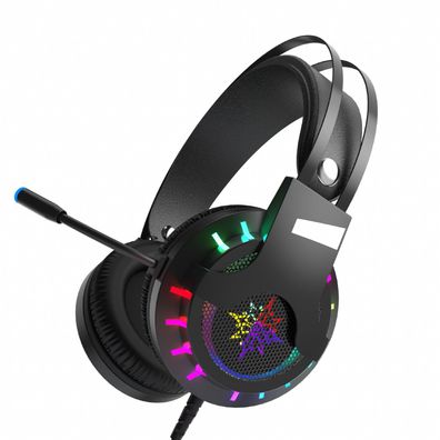 Inca IGK-TX12 Schwarz 7,1 USB Surround RGB Lichteffekt Gaming Headset mit Mikrofon