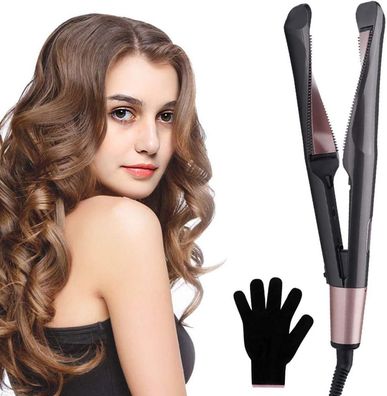 2-in-1 Hair Straightener & Curler, Ceramic Tourmaline Heating Panel with LCD