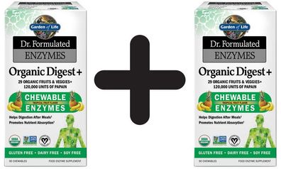 2 x Dr. Formulated Enzymes Organic Digest+, Tropical Fruit - 90 tabs