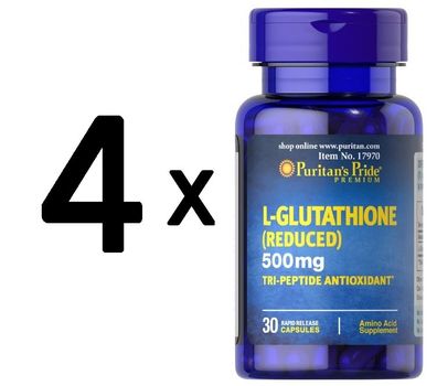 4 x L-Glutathione Reduced, 500mg - 30 caps