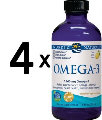 4 x Omega-3, 1560mg Lemon - 237 ml