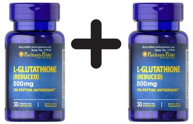 2 x L-Glutathione Reduced, 500mg - 30 caps