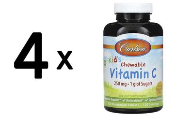 4 x Kid's Chewable Vitamin C, 250mg Natural Tangerine - 120 vegetarian tablets