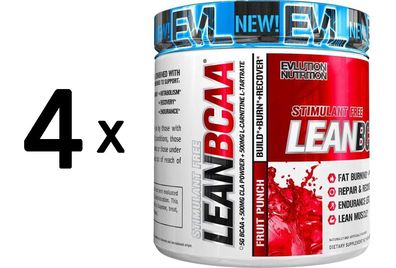 4 x Lean BCAA - Stimulant Free, Fruit Punch - 237g