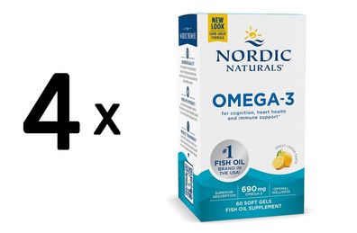 4 x Omega-3, 690mg Lemon - 60 softgels