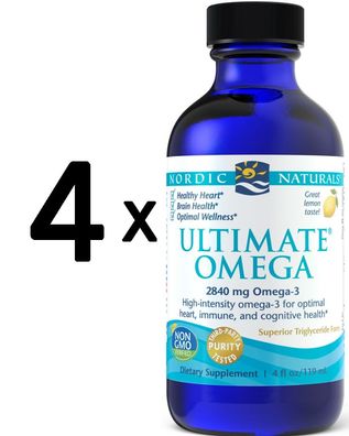 4 x Nordic Naturals Ultimate Omega, 2840mg Lemon Flavor - 119 ml