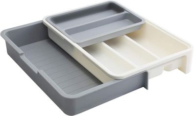 Expandable Cutlery Tray, Adjustable 7 Compartment Drawer Organizer for Kitchen