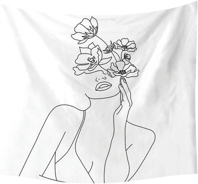 Artistic Women with Flower Wall Art Tapestry, Beautiful Home Decor