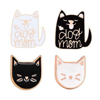 4 Pack Cartoon Cat Brooch Pin, Dog Mom Enamel Pin, Animal Pins for Garment