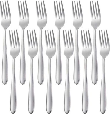 12 Piece Dessert Fork Set, Stainless Steel, Cake, Fruit, Salad Forks, Dishwasher Safe