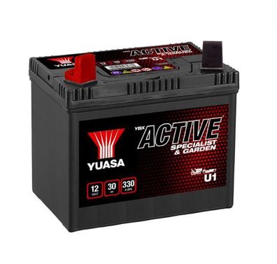 YUASA U1 12V 30Ah 330A Batterie fér Rasenmäher und Garten wartungsfrei