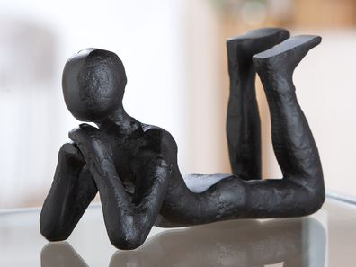 Gilde Skulptur, "Thinking", Mannmotiv, Aluminium, schwarz, , L. 6,5 cm, B. 20 cm,