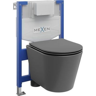 Mexen WC-Set Felix XS-F + Rico AF, Dunkelgrau Matt