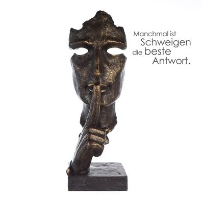 Casablanca Skulptur, "Silence", Gesichtsmotiv, Händemotiv, Poly, bronzefarben, ,