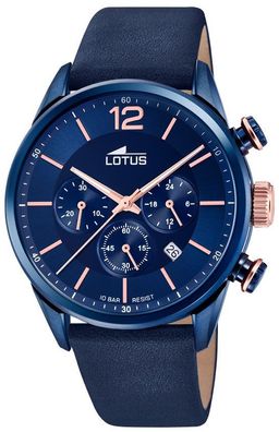 Herrenuhr Lotus Armbanduhr Lederarmband blau 18681/2