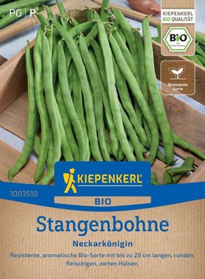 BIO Stangenbohne Neckarkönigin, resistente aromatische Bio-Sorte mit