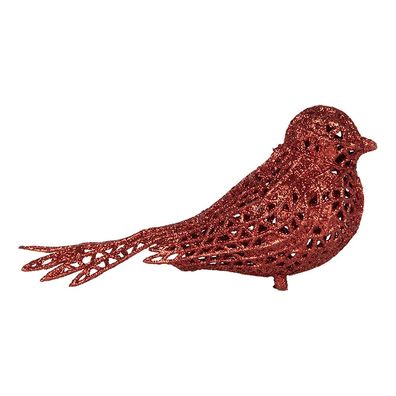 Clayre & Eef Weihnachtsanhänger Vogel 16x6x6 cm Rot Kunststoff (Gr. 16x6x6 cm)