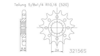 ESJOT Antriebsritzel "32156" 520 Stahl Racing, für 17 Zähne