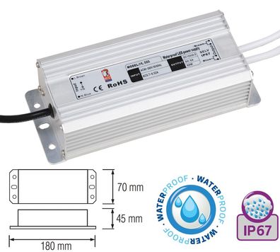 12V - 5A - 60W LED Trafo Netzteil Netzadapter t Wasserdicht IP65