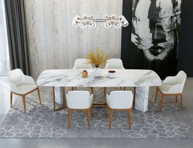 Komplett Set Esstisch + 6 Stühle Esszimmer Set Ess Gruppe Holz Tisch Tische 7Tlg