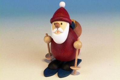 Holzfigur Weihnachtsmann auf Ski HxBxT 9,6x7x9,5cm NEU Seiffen Erzgebirge Deko