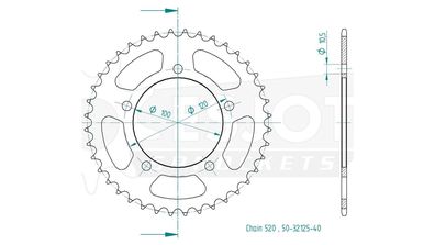 ESJOT Kettenrad "32125" 520, Stahl, schwarz 47 Zähne