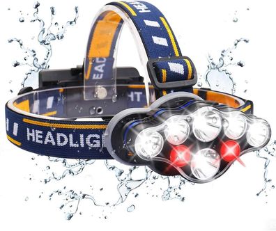 LED-Stirnlampe mit Bewegungssensor, IPX4 wasserdicht, für Angeln, Camping, Wandern, R