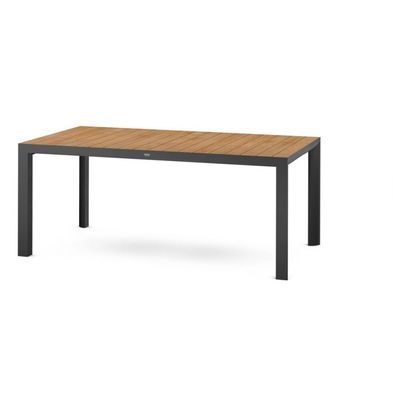 Silva Dining Tisch 220x100cm matt anthrazit Gestell Aluminium, Teak FSC 100Prozent