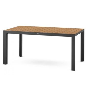 Silva Dining Tisch 160x90cm matt anthrazit Gestell Aluminium, Teak FSC 100Prozent