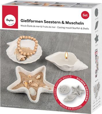 Set Silikongießformen Seestern + Muscheln, 3tlg