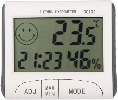 DC102 Temperatur- und Luftfeuchtigkeitsmesser, Mini-LCD-Wecker, Expression-Modell