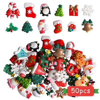 Harz Flatback Weihnachtsornamente, Santa, Schneemann, Baum, Glocke, Charms