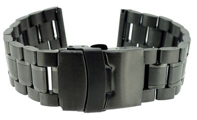 Herzog > Uhrenarmband 24mm > Edelstahl massiv schwarz matt / glänzend