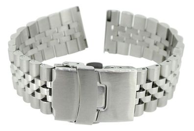 Herzog > Uhrenarmband 22mm > Edelstahl massiv silbern matt / glänzend