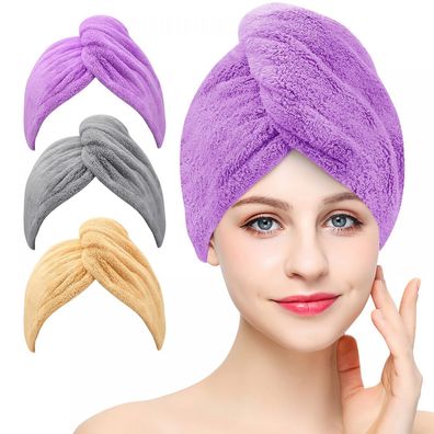 5er-Set Mikrofaser Haar-Handtuch, superabsorbierend, Turban für schnelles Trocknen