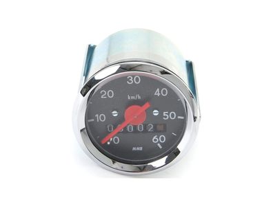 Tacho Metallgehäuse Ø 48 mm, Anzeige 0 - 60 km/h, (für Scheinwer