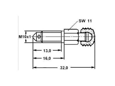 ATE Entlüfterventil D: M10 x 1 mm, L: 32,0 mm, L1: 16,0 mm, L2: 13,0 mm, SW: 11 mm