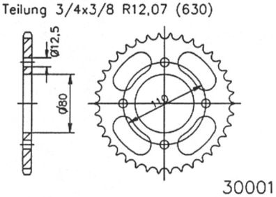 ESJOT Kettenrad "30001" 630, Stahl, schwarz 41 Zähne